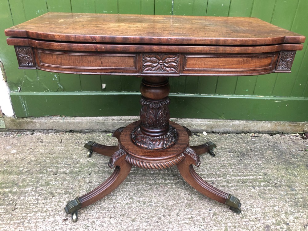 early c19th regency period carved mahogany foldover card or gaming table