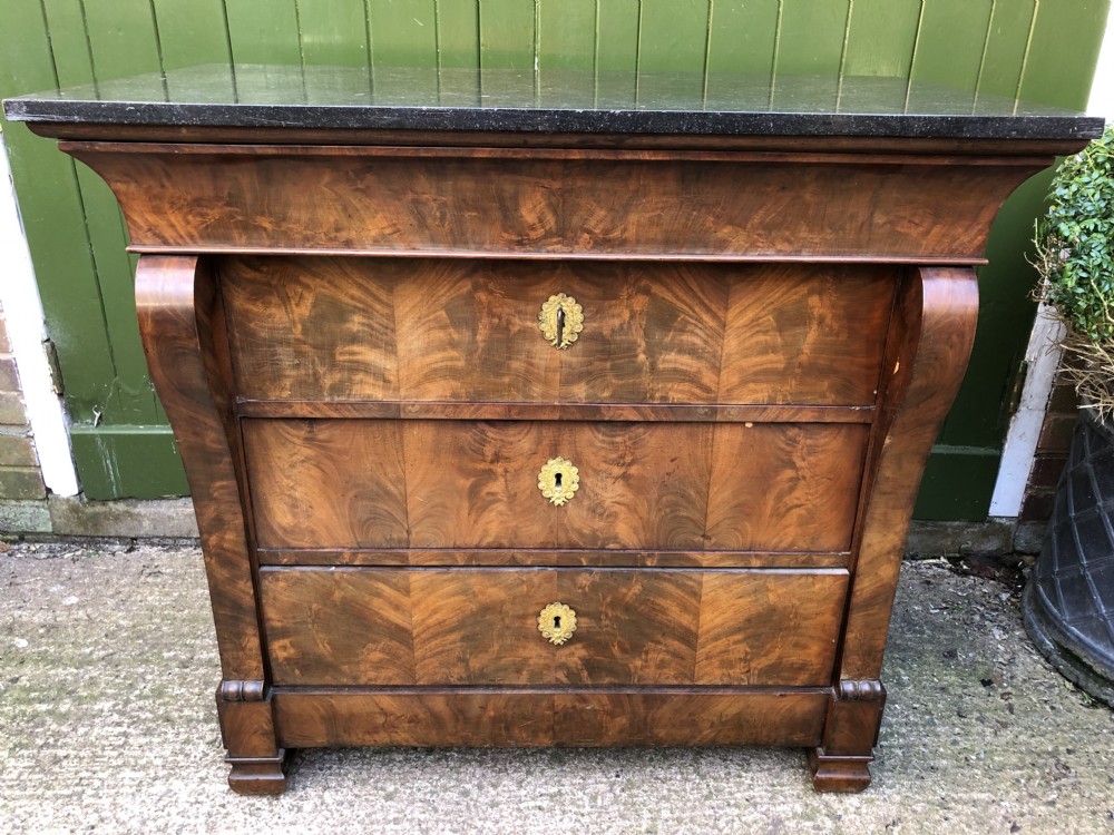 early c19th french empire style mahogany commode with fossil marble top