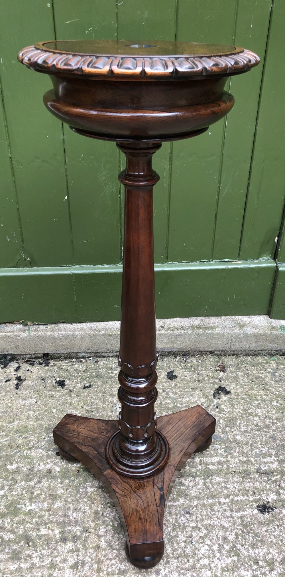 early c19th george iv period carved rosewood jardiniere stand or crocus table in the manner of thomas king