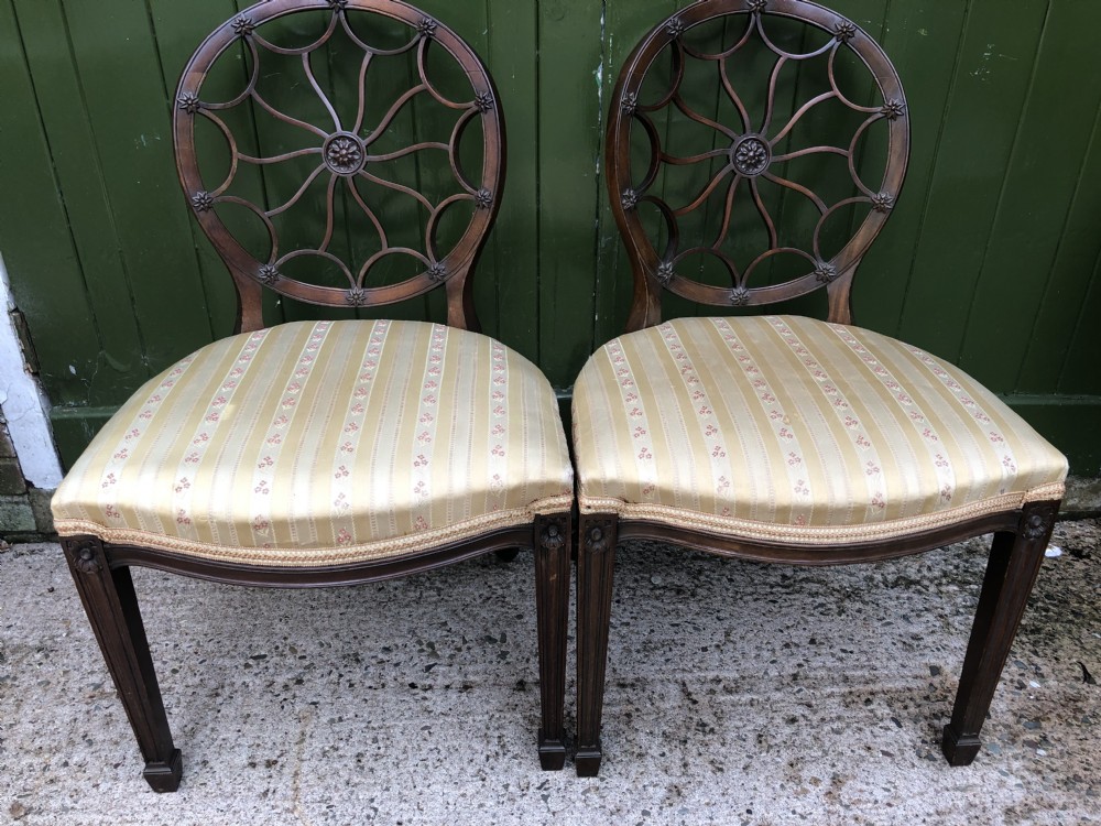 pair of early c20th mahogany side chairs of c18th george iii period design