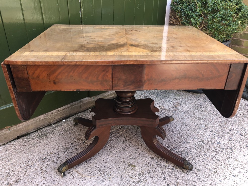 early c19th regency period rosewood crossbanded mahogany dropleaf sofa table