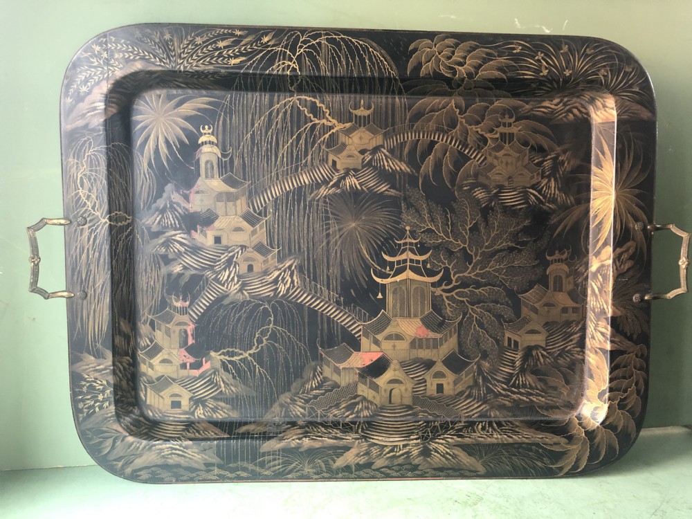 early c19th regency period papiermch lacquered tray by clay