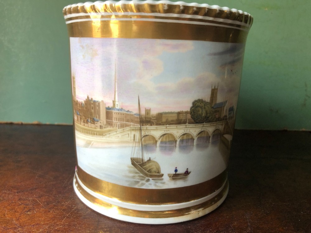 early c19th worcester porcelain tankard by grainger lee co decorated with view of the city of worcester