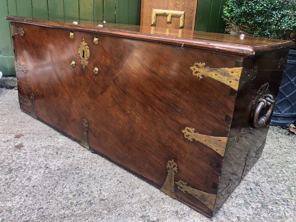 c18th dutch east indies teak and cedar chest with giltbrass and bronze fittings