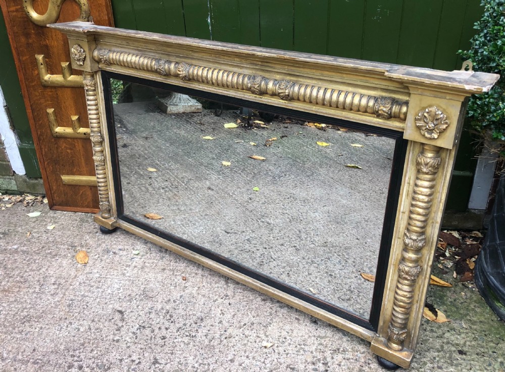 early c19th regency period rectangular gilded overmantel mirror