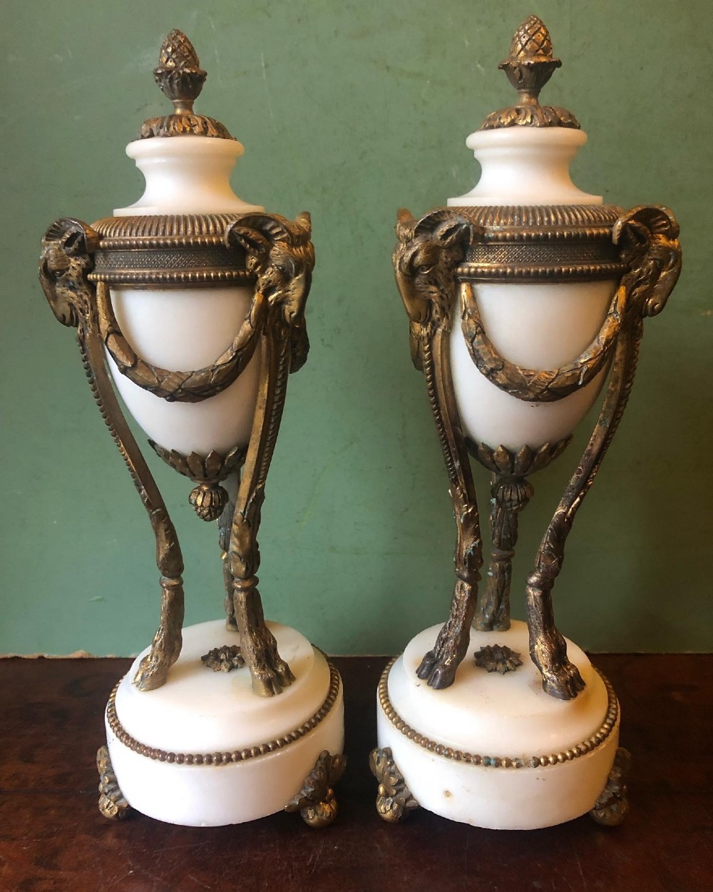 pair of late c19th french white marble ormolumounted neoclassical style vases