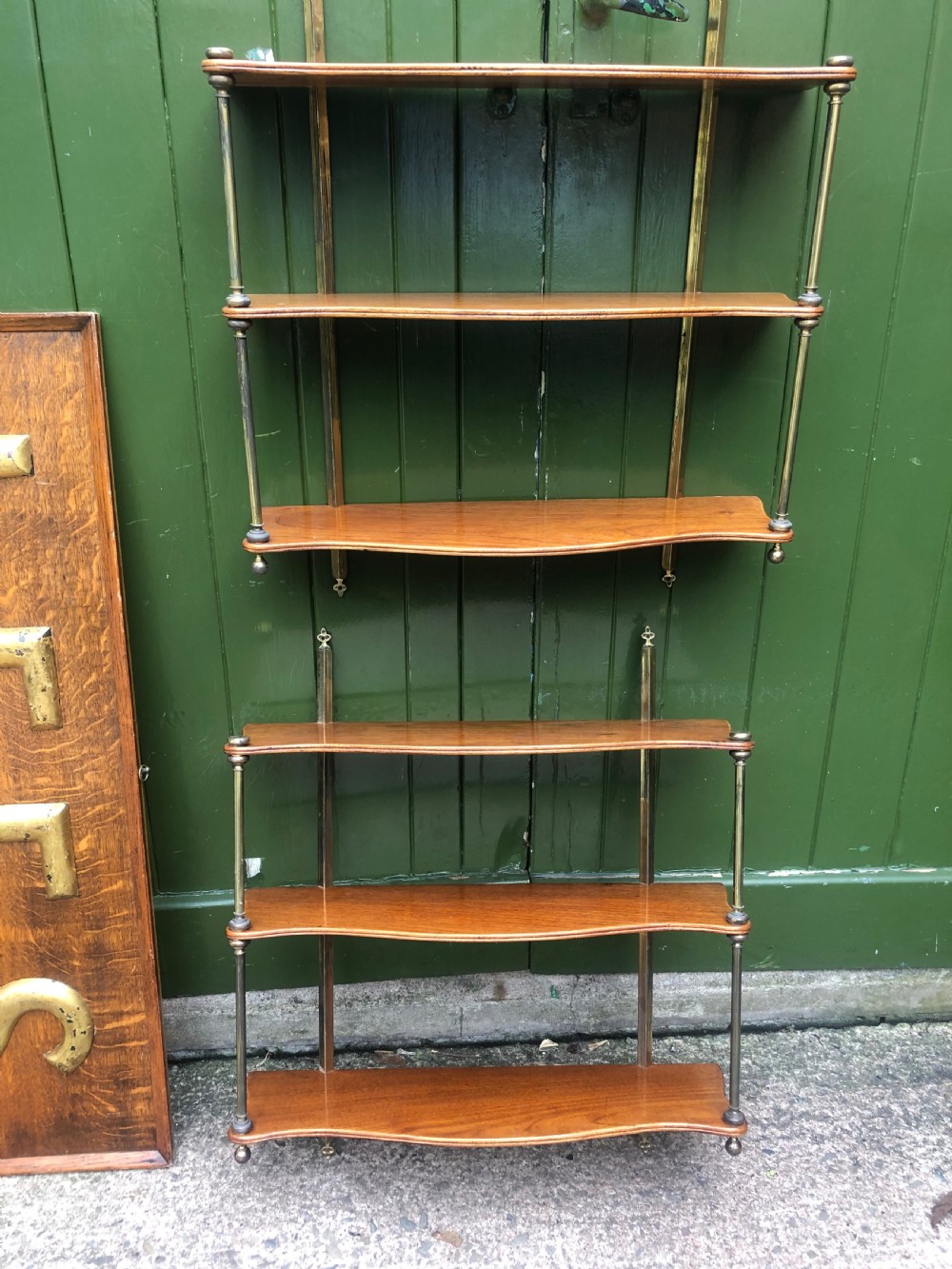 pair of late c19th early c20th mahogany and brassmounted wallhanging shelves