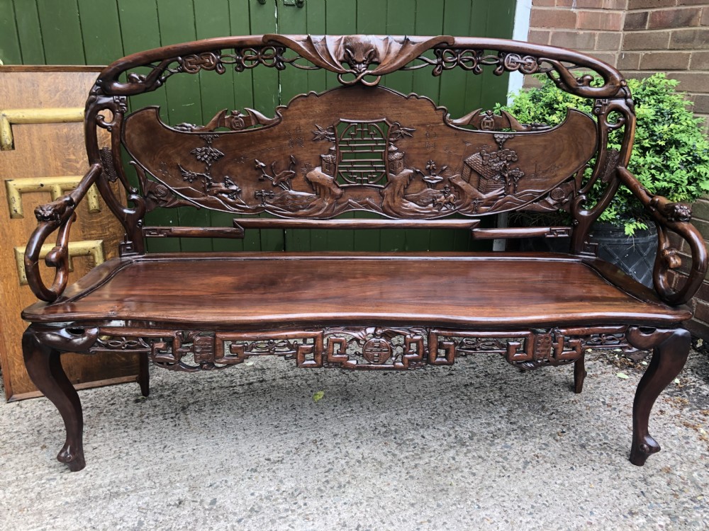 late c19thearly c20th chinese qing dynasty carved hardwood hall seat