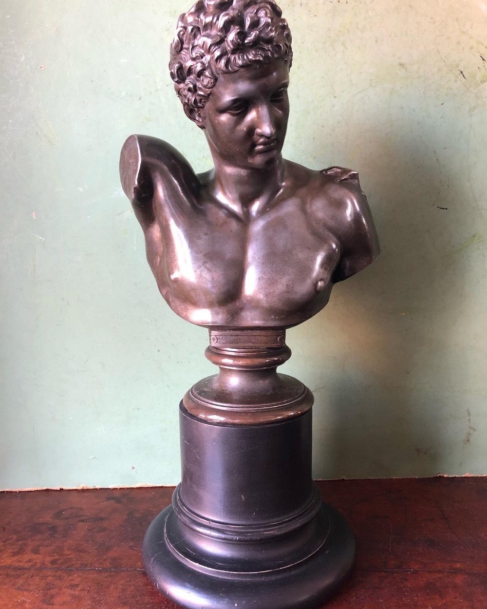 late c19th classical grand tour souvenir bronzed metal bust study of hermes after the antique