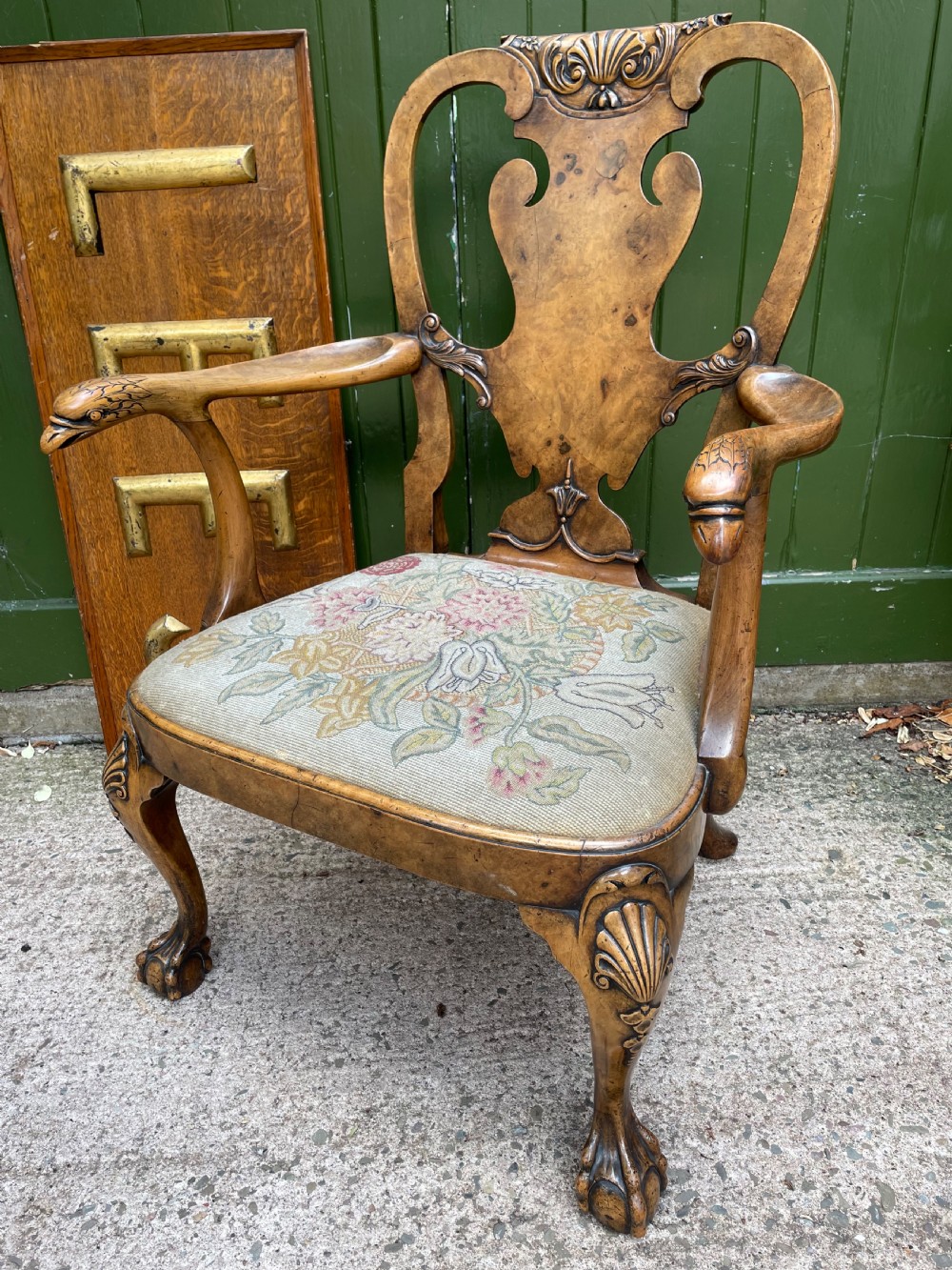 a fine quality early c20th george i period revival walnut armchair