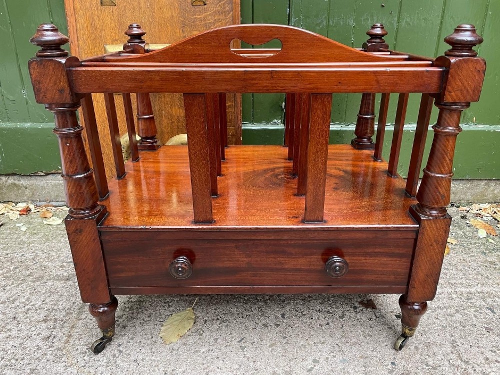 early c19th george iv period mahogany canterbury or magazine rack of bold scale