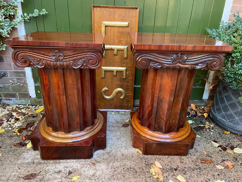 rare matched pair of early c19th william iv mahogany washstands or bedside tables of classical architectural form