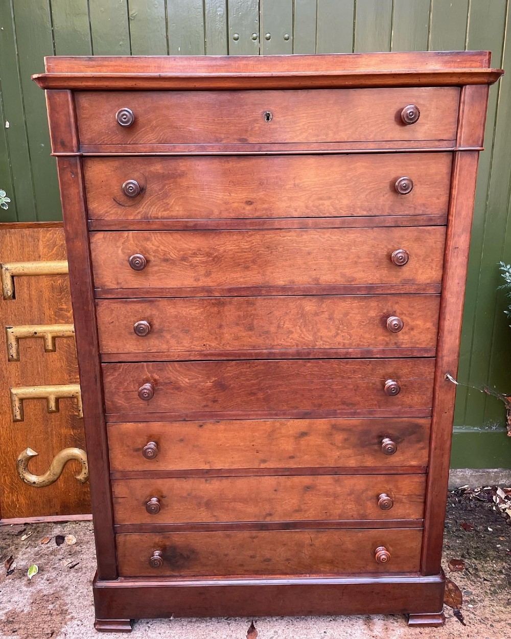 mid c19th french mahogany semainier type tall chest of drawers