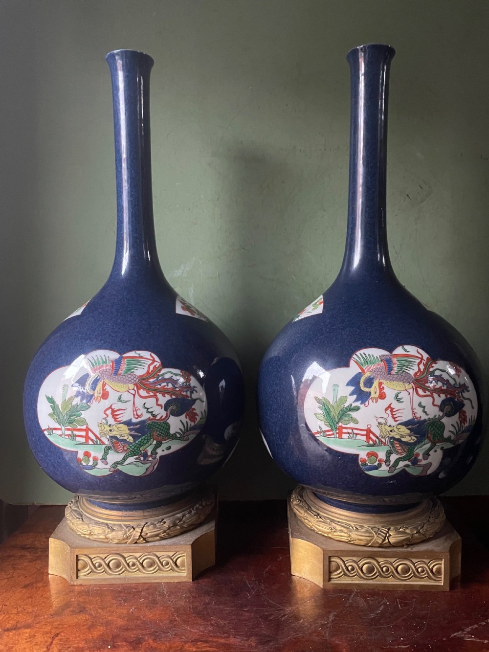 pair of mid c19th french chinesestyle porcelain vases by samson of paris