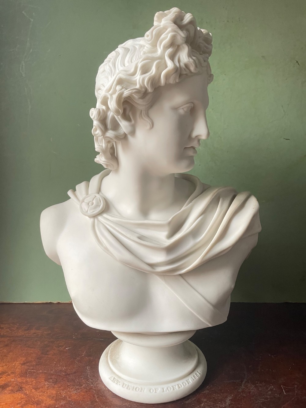 c19th parian ware porcelain bust study of the apollo belvedere