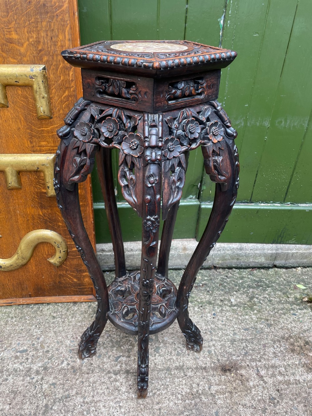 late c19th chinese qing dynasty carved hardwood jardiniere or vase stand