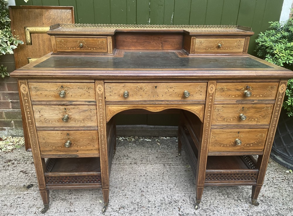 late c19th early c20th edwardian period inlaid rosewood desk by edwards roberts