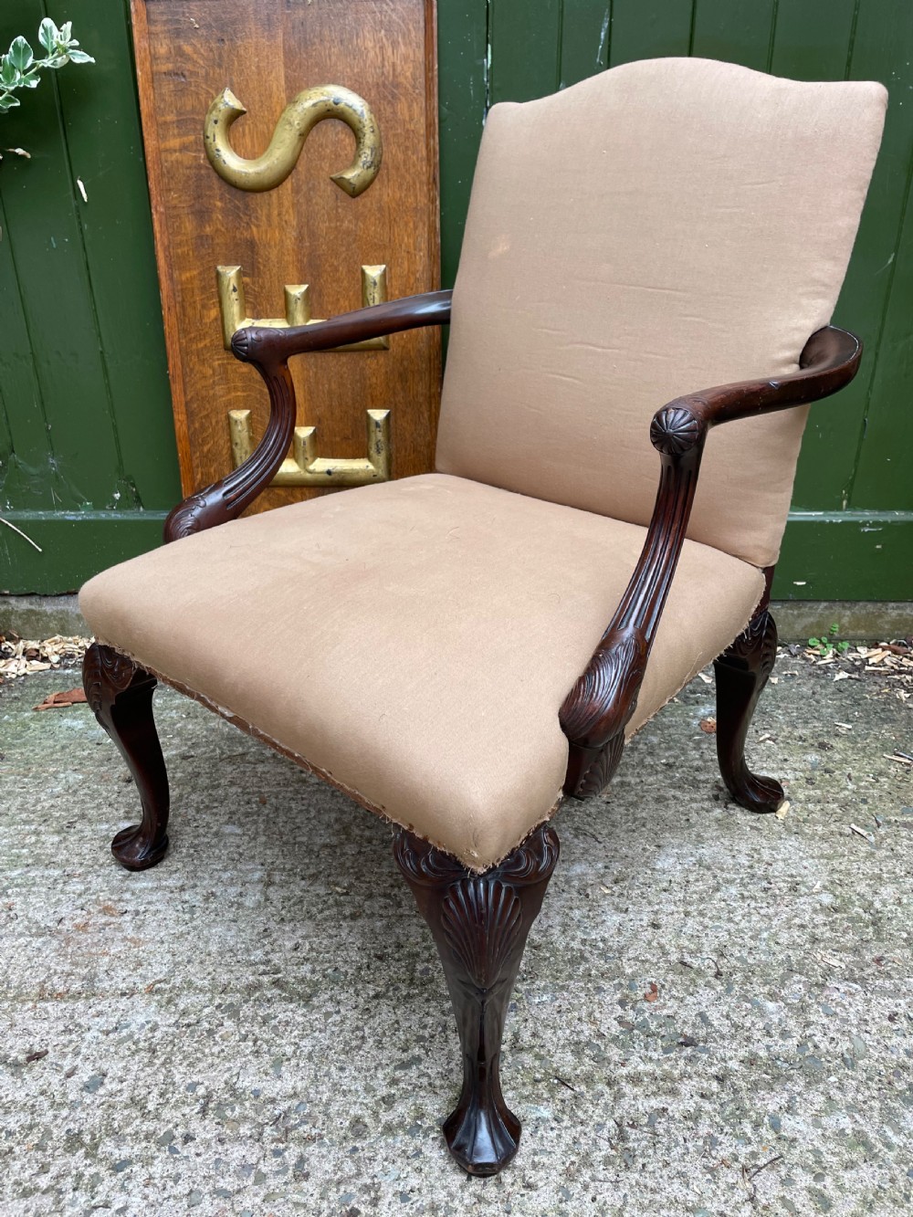 mid c19th irish carved mahogany gainsborough library armchair in the mid c18th george ii period style