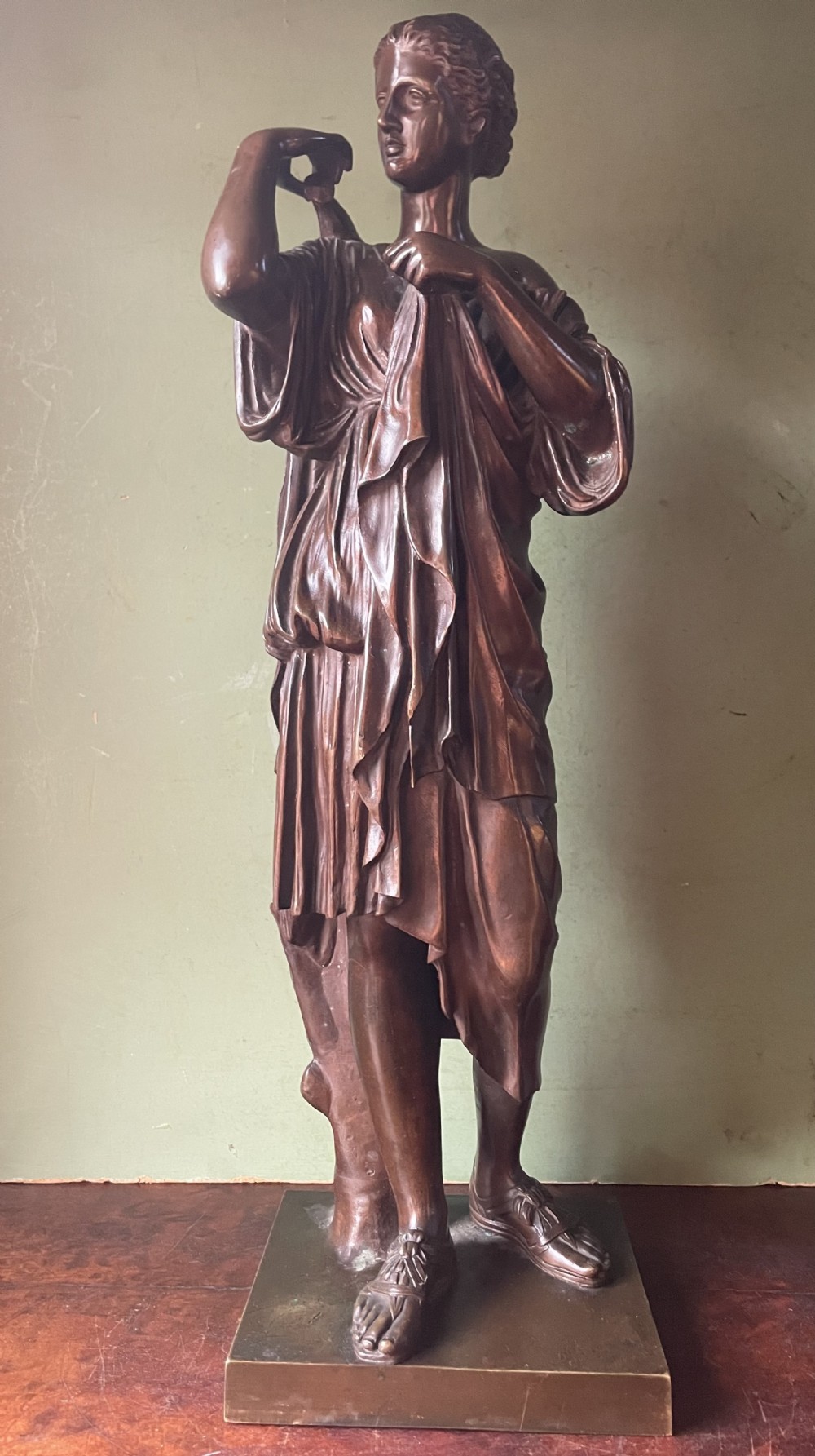 fine c19th french grand tour souvenir bronze study of diane de gabii after the antique