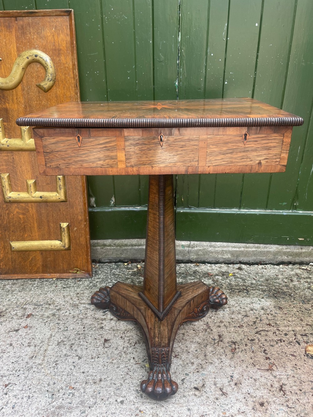 early c19th george iv period rosewood sewing or work table in the manner of gillows of lancaster