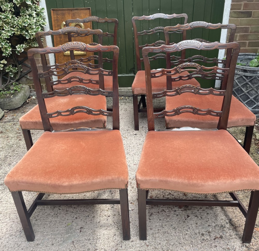 set of 6 c18th george iii hepplewhite period mahogany dining chairs