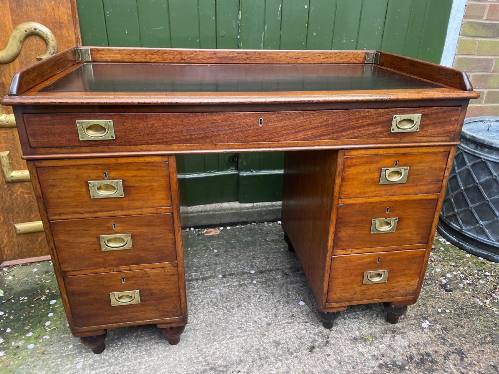 c19th mahogany naval or military campaign pedestal desk