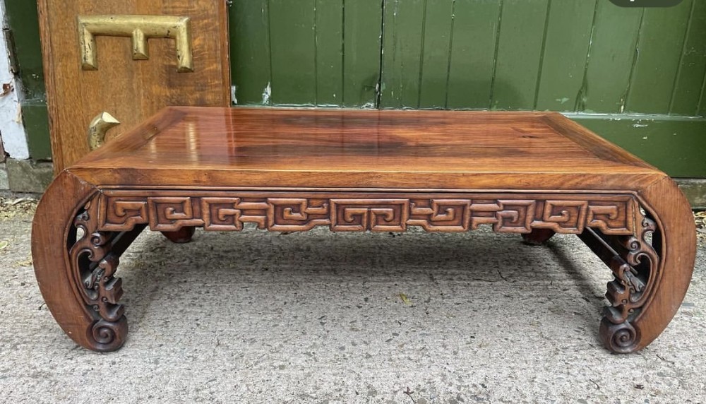 late c19th chinese qing dynasty carved hardwood scrollend kang table