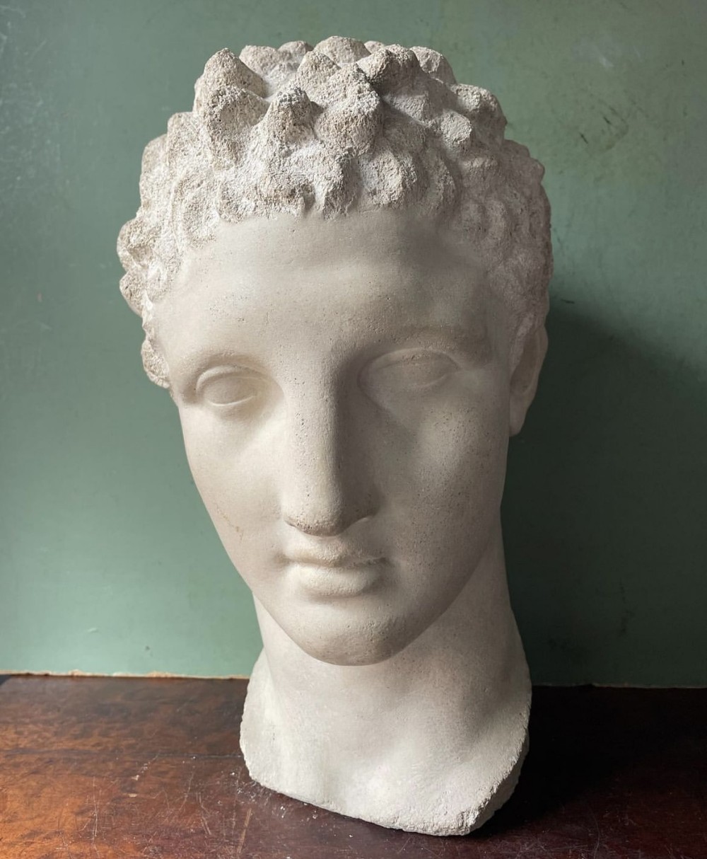 late c19th italian grand tour souvenir carved stone bust study after the antique of hermes