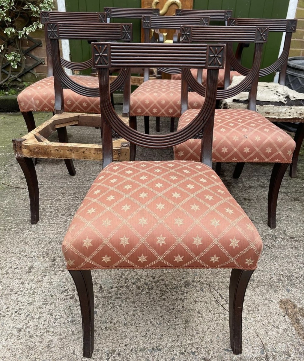 stylish set of 8 early c19th regency period mahogany dining chairs