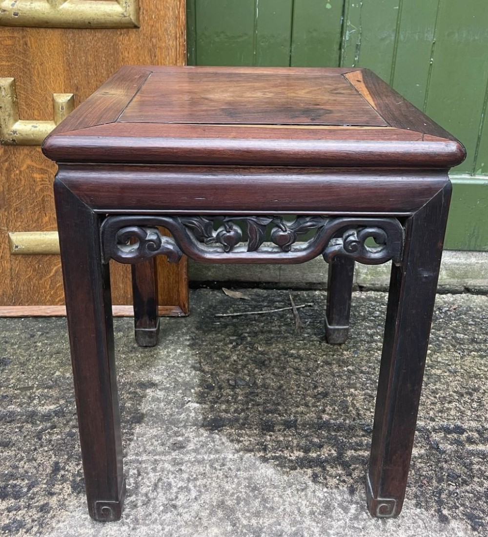 late c19th chinese qing dynasty carved huali hardwood low square table