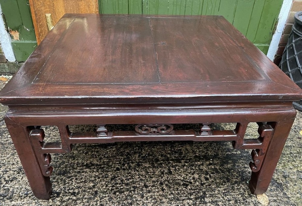 decorative late c19th chinese square low table