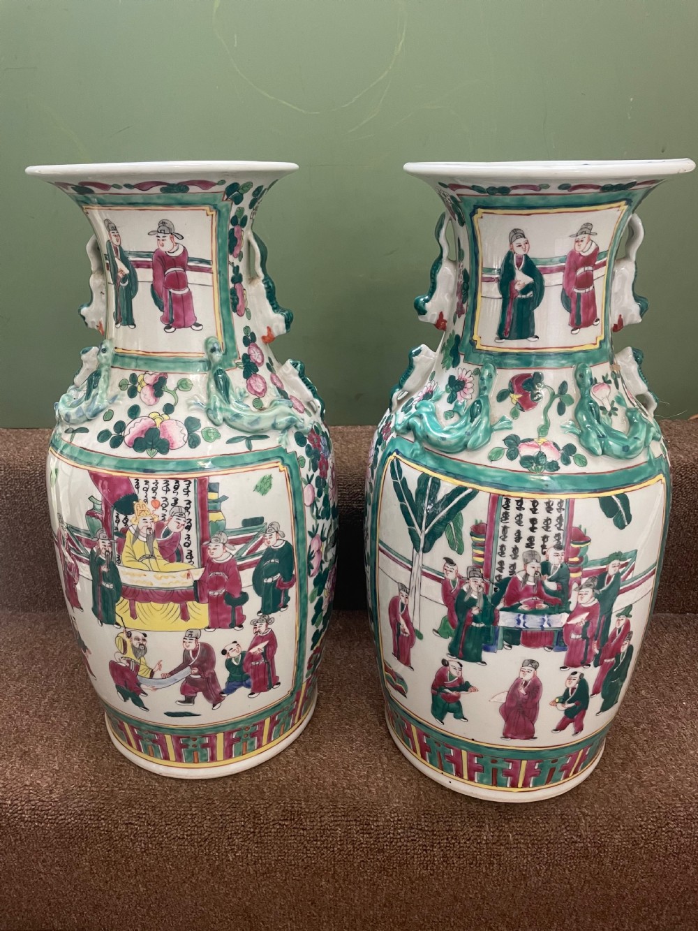 pair of late c19th chinese famille verte porcelain vases