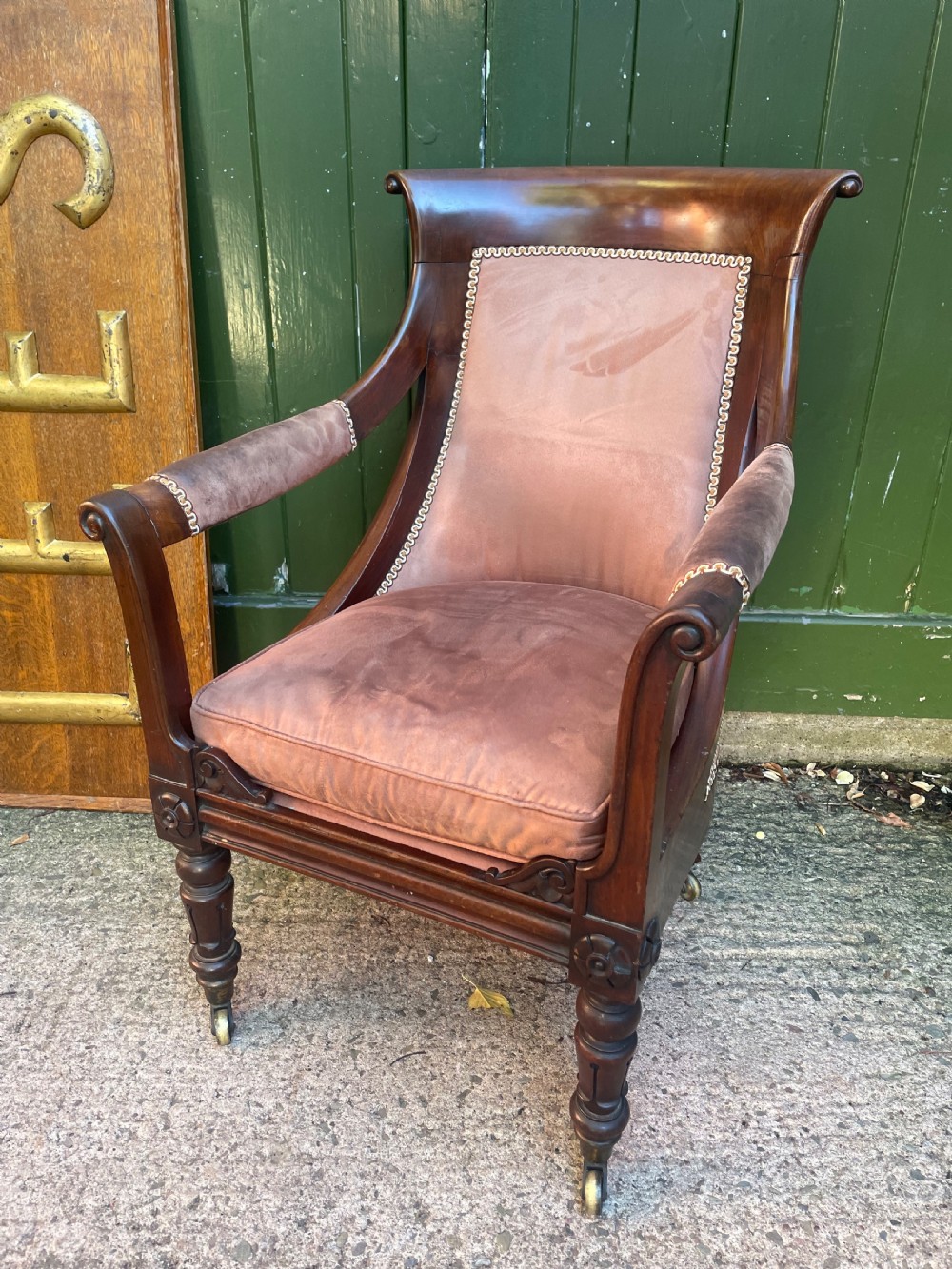 early c19th smallscale childs size c19th george iv period carved mahogany library armchair