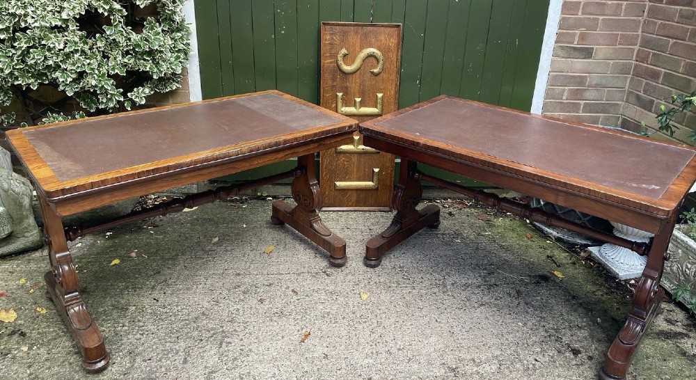 a rare matching pair of early c19th george iv period rosewood library tables