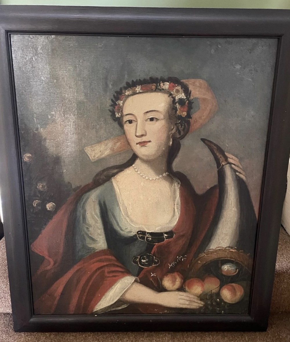 decorative early c20th oil on canvas portrait of a lady in the c16th style