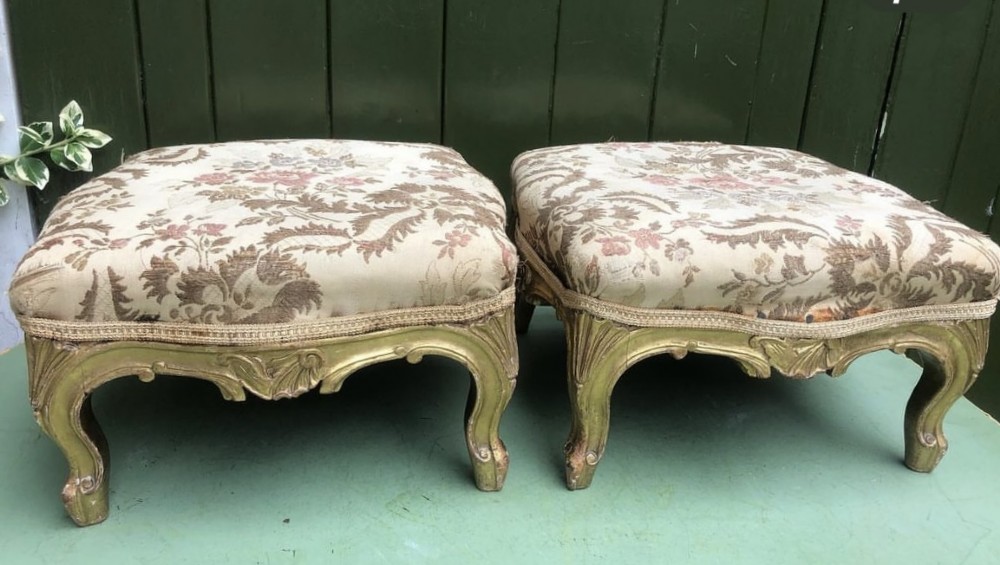 pair of late c19th carved giltwood footstools in the french louis xvi period rococo taste