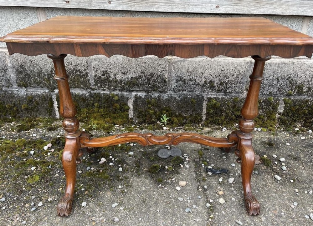 mid c19th rosewood rectangular stretcher table in the manner of gillows of lancaster