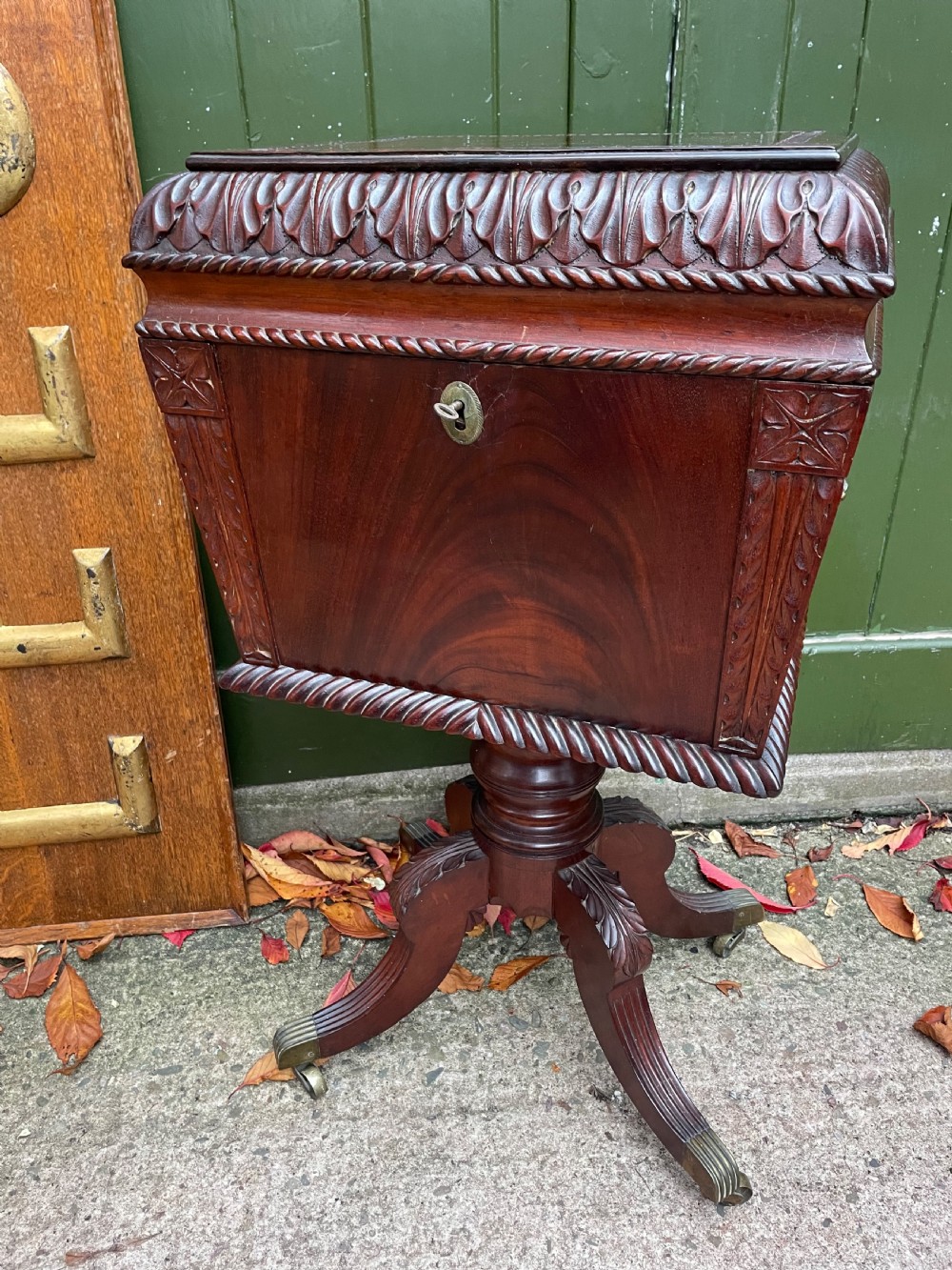 early c19th regency period irish carved mahogany cellarette