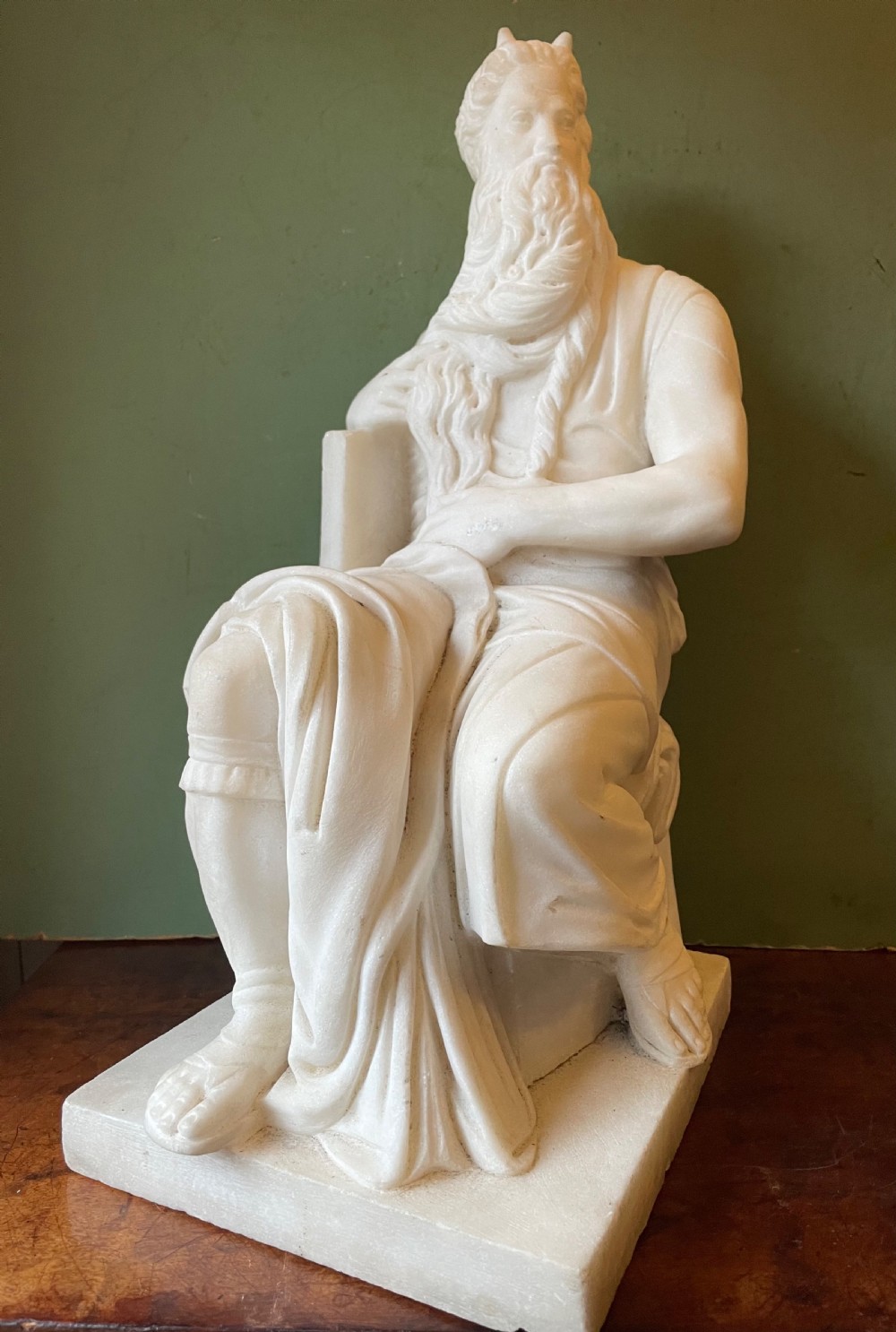 c19th italian carved statuary marble grand tour souvenir reduction sculpture of moses after michelangelo buonarroti simoni 14751564