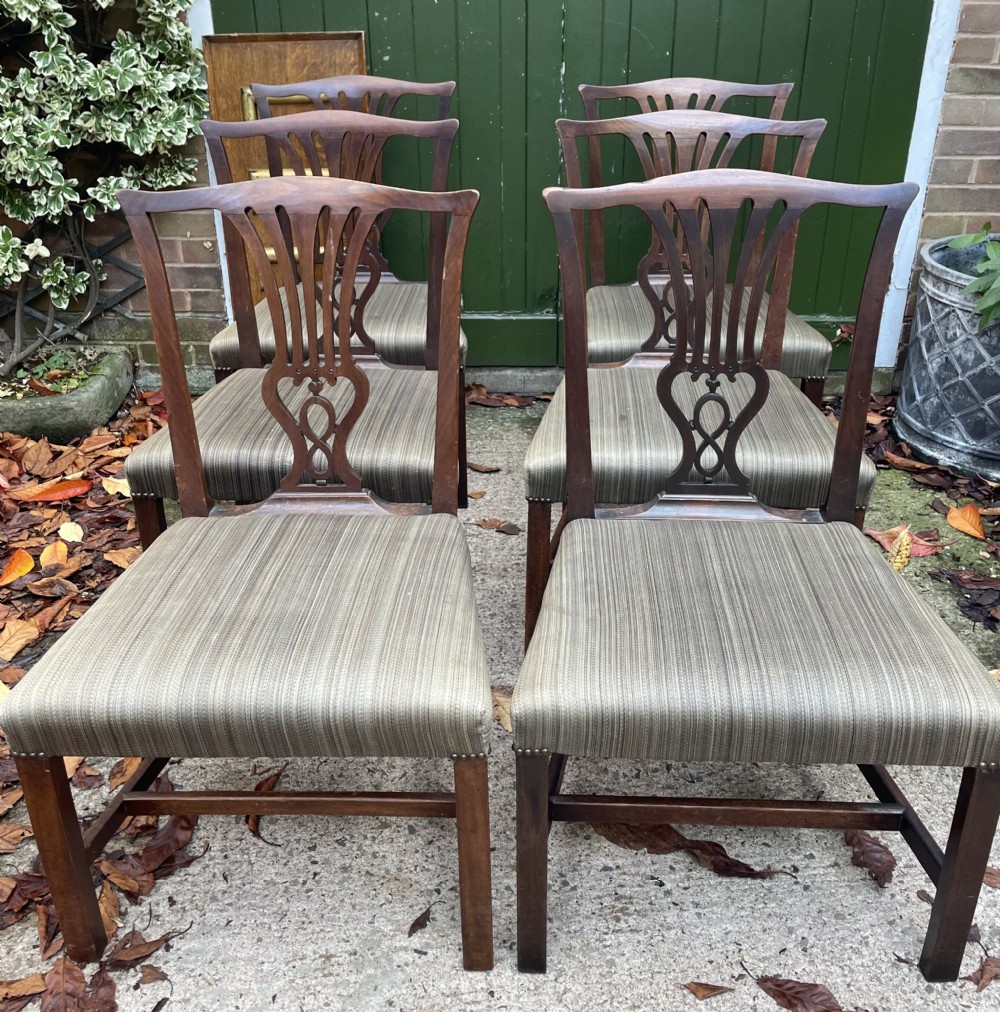 set of 6 c18th george iii chippendale period mahogany dining or side chairs