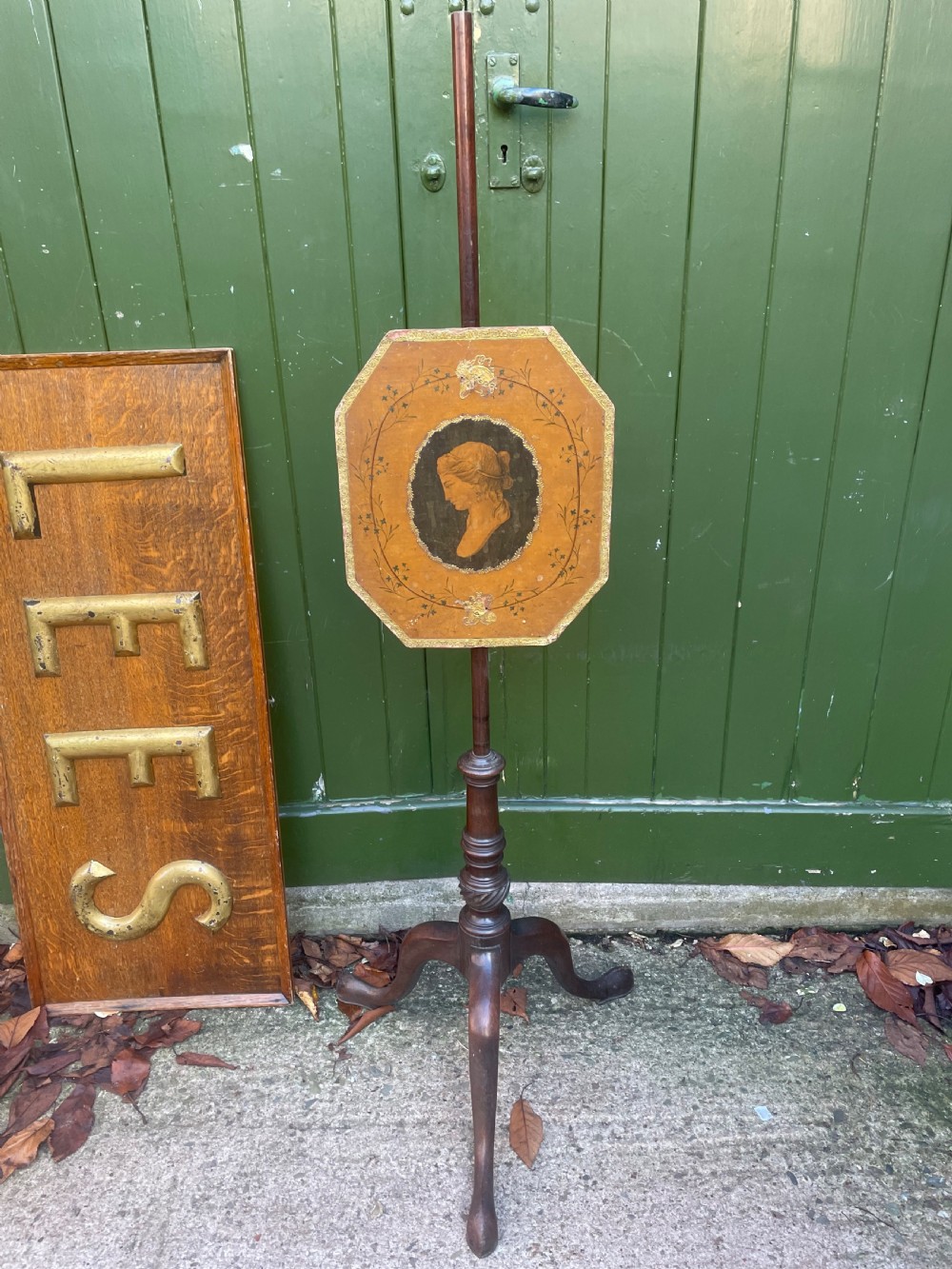 late c18th george iii period mahogany tripod base polescreen