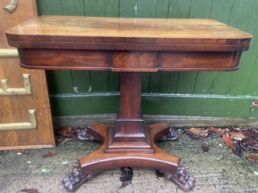 early c19th late regency period mahogany foldover top gaming or card table