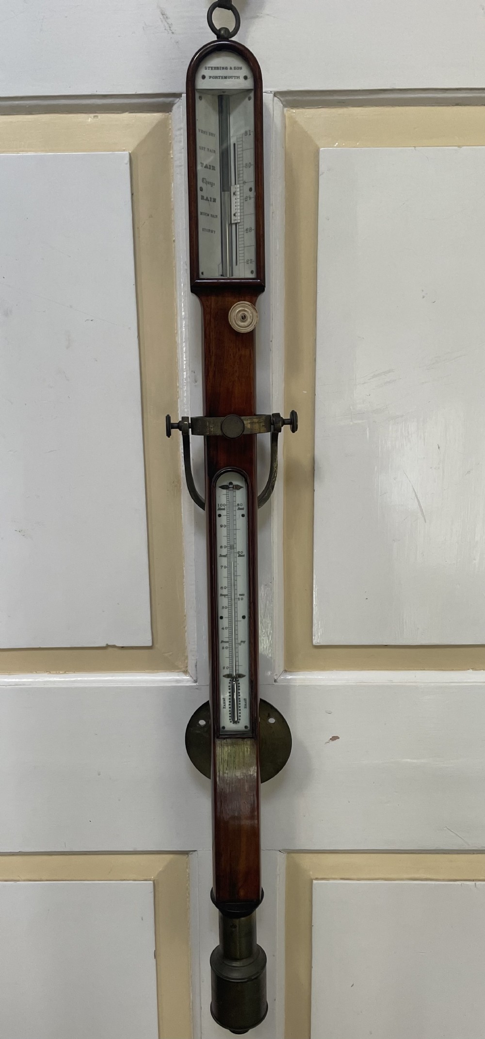 early c19th rosewoodcased brassmounted marine stick barometer signed by stebbing son of portsmouth