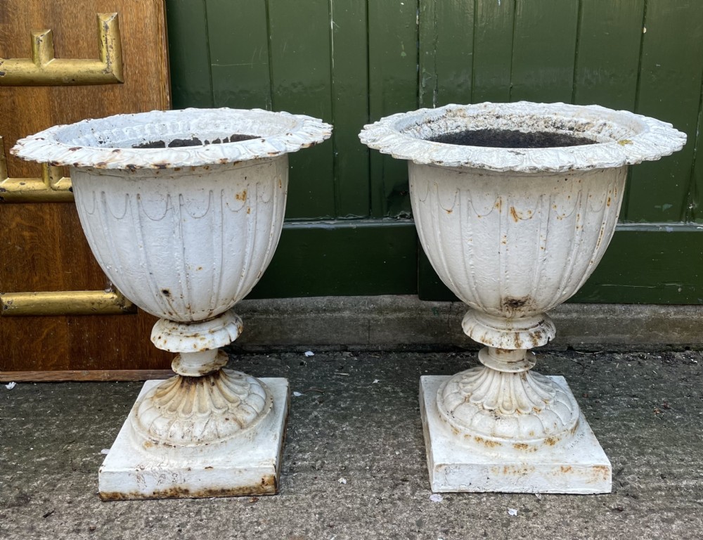 pair of mid c19th castiron garden or terrace vases