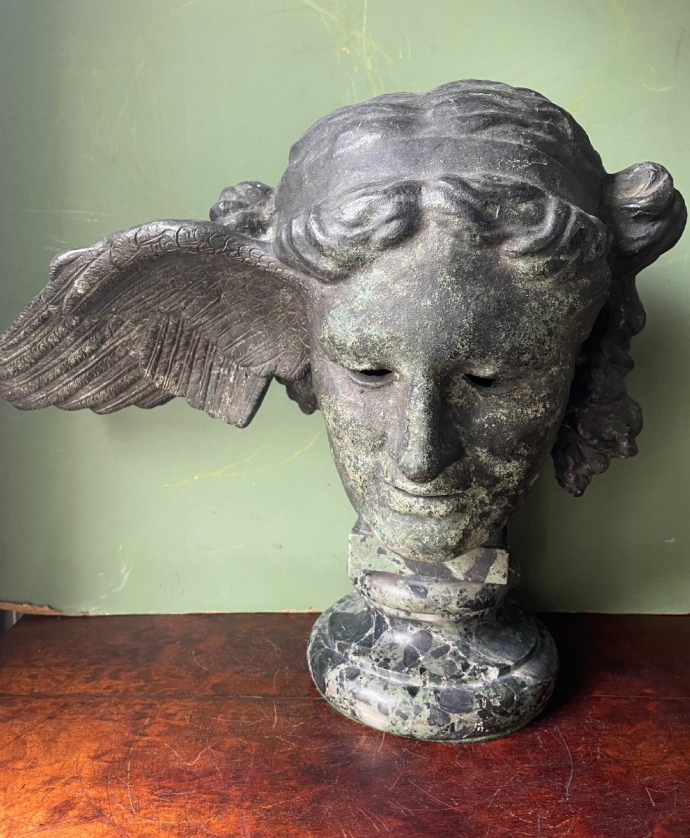 c19th italian grand tour souvenir from verdigris bronze bust study of hypnos god of sleep after the antique roman version of the ancient greek original