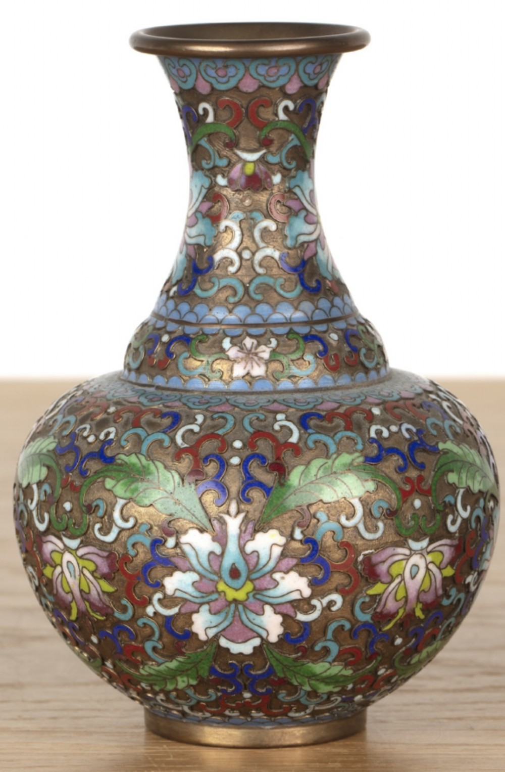 fine quality smallscale late c19th chinese qing dynasty cloisonn enamel decorated vase