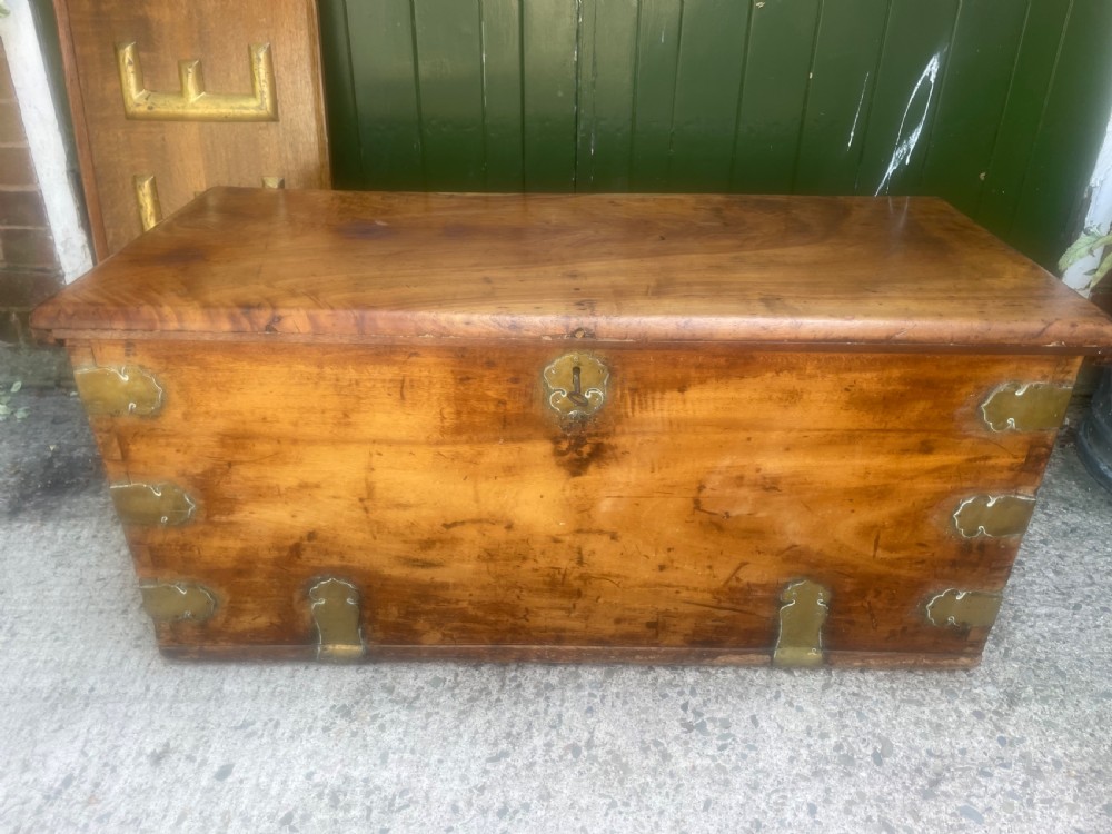 interesting mid c18th brassbound solid cedar trunk or coffer