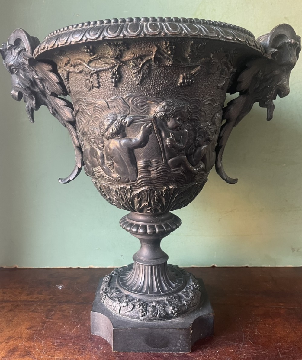 large c19th campanashaped cast bronze vase or winecooler in the neoclassical style