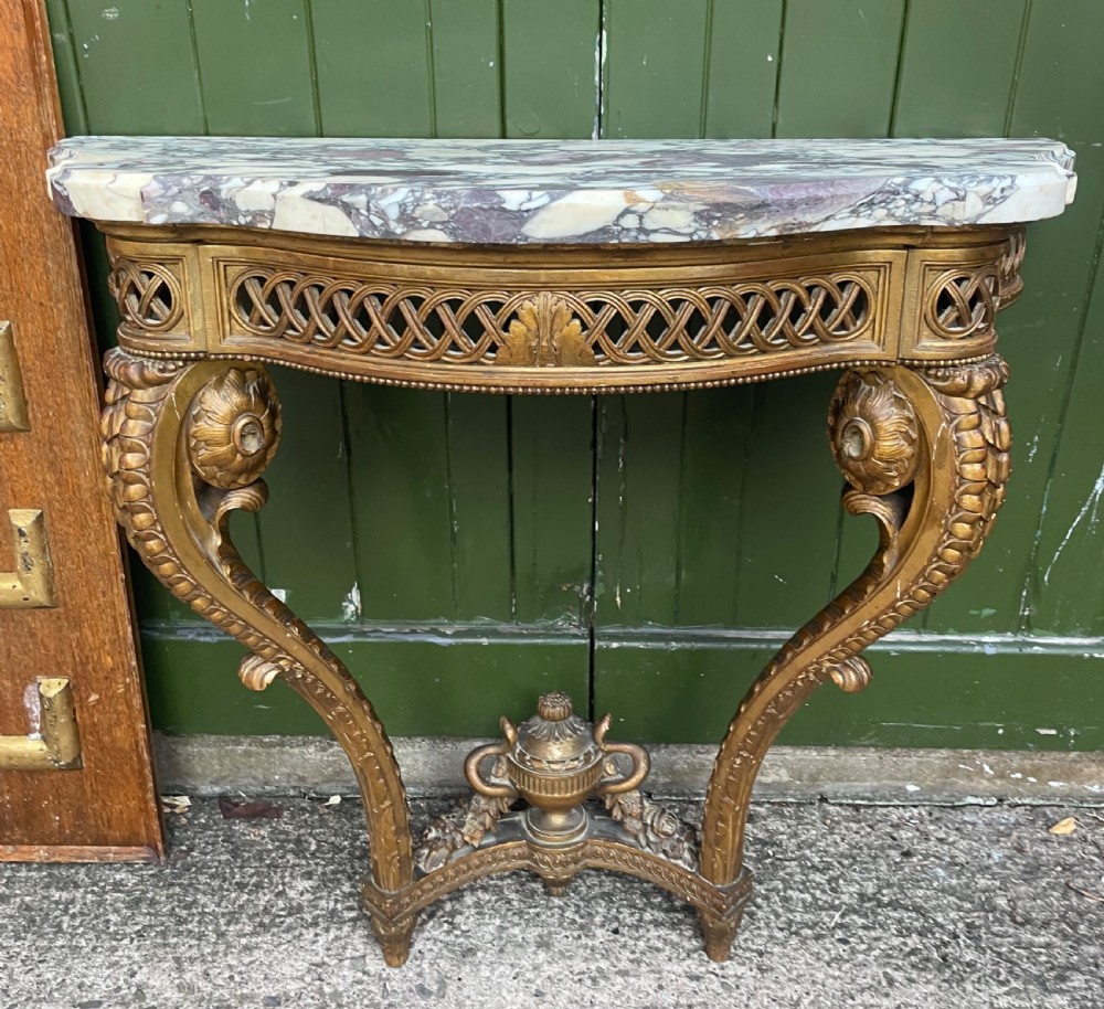 mid c19th french carved giltwood console table of serpentine outline in the c18th louis xv period style
