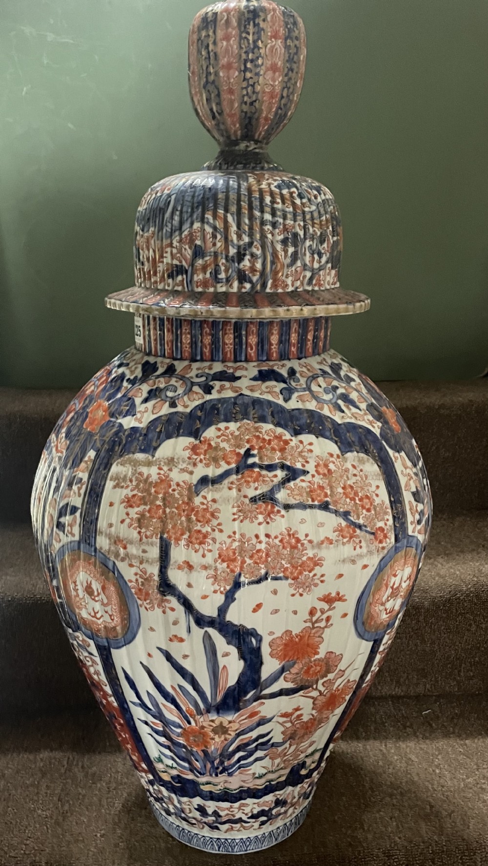 large mid c19th japanese meiji period porcelain vase and cover decorated in the imari palette